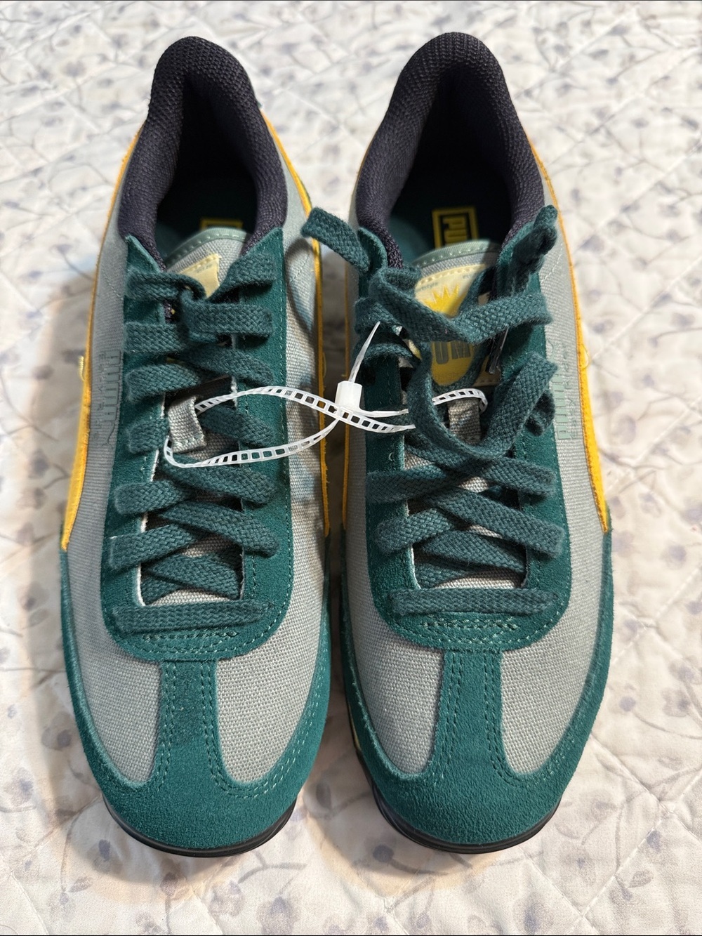 Puma Green and Yellow Retro Athletic Sneakers